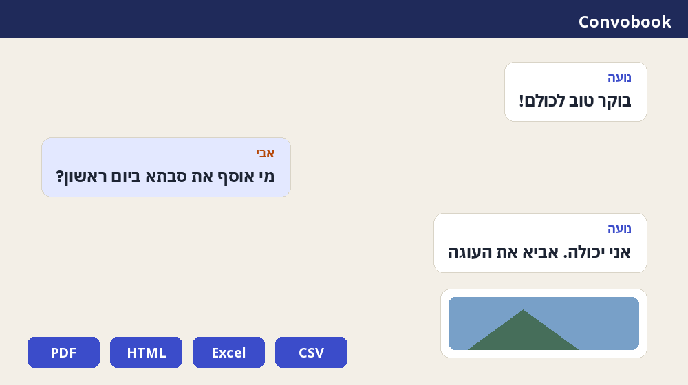 הופכים צ׳אטים מיוצאים מוואטסאפ ל-PDF, לארכיון אינטרנטי או לגיליון