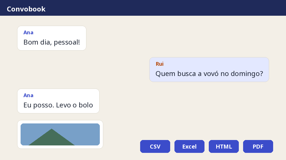 Transforme conversas exportadas do WhatsApp em PDF, arquivo web ou planilha